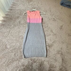 Elegant Pink and Gray Sleeveless Dress